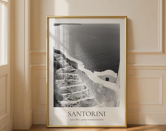 Black and White Santorini Photograph Wall Art Print