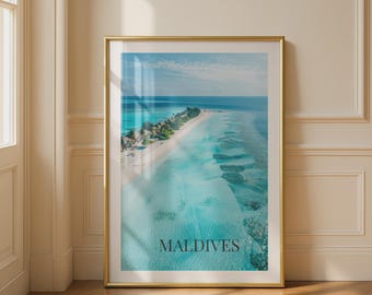 Maldives Wall Art Print Blue Ocean Beach Landscape