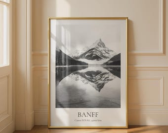 Banff Landscape Photography Print Black and White Wall Art