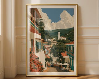 Cali Colombia Travel Poster, South America Wall Art, Colombian City Print, Colorful Street Scene, Latin America Home Decor Gift