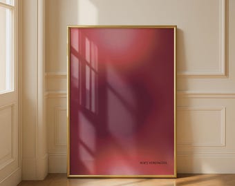 Rode abstracte aura print, zachte kracht muurdecoratie
