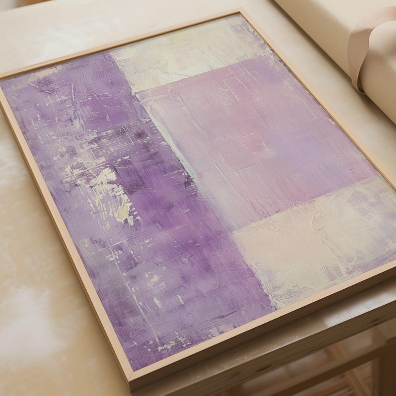 Contemporary Abstract Wall Art, Purple and Lilac Paintings, Minimalist Canvas Print, Modern Home Decor for Living Room or Bedroom image 2