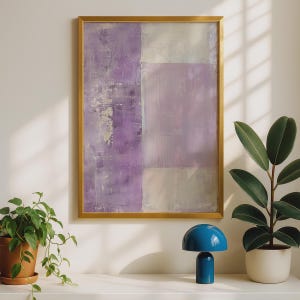 Contemporary Abstract Wall Art, Purple and Lilac Paintings, Minimalist Canvas Print, Modern Home Decor for Living Room or Bedroom image 5