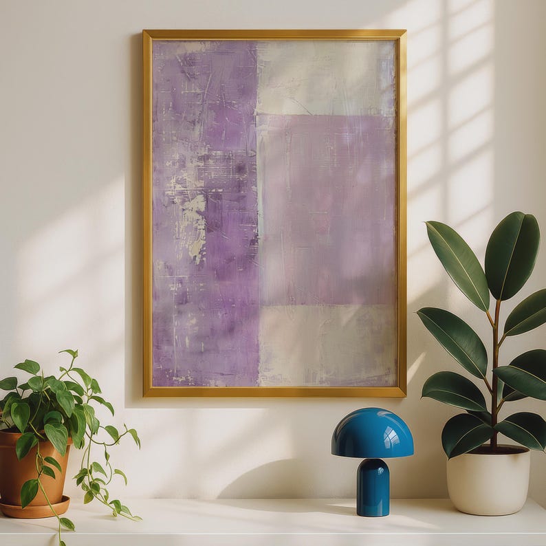 Contemporary Abstract Wall Art, Purple and Lilac Paintings, Minimalist Canvas Print, Modern Home Decor for Living Room or Bedroom image 5