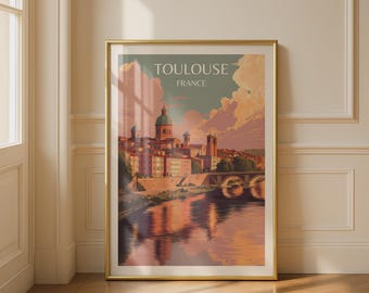 Toulouse France Vintage Travel Poster Cityscape Wall Art Print