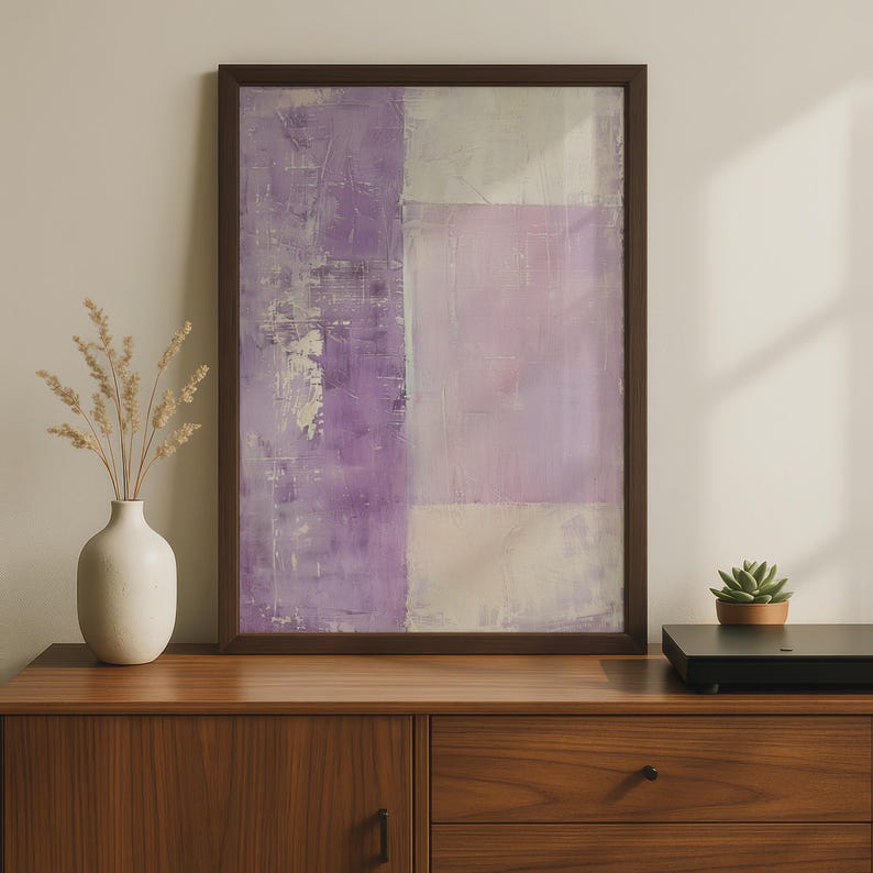 Contemporary Abstract Wall Art, Purple and Lilac Paintings, Minimalist Canvas Print, Modern Home Decor for Living Room or Bedroom image 3
