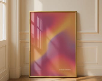 Abstracte kleurrijke aura muurkunstprint: puur geluk