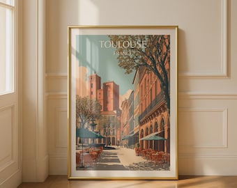 Toulouse France Vintage Travel Poster Wall Art Architectural Print