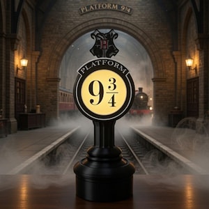 Magical Platform 9 3/4 Lamp | Wizard Night Light, Dimmer, 11" Fantasy Decor