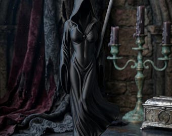 Female Grim Reaper Statue - Lady Death Gothic Home Decor - 3D Printed Dark Fantasy Sculpture Figurine
