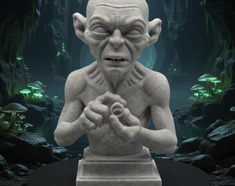 Smeagol / gollum bust – faux stone statue – "my precious" fantasy decor – middle earth fan gift
