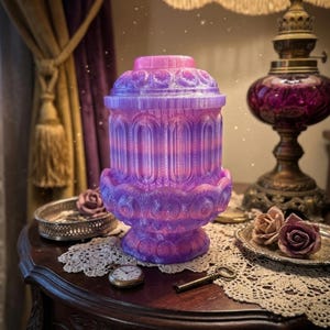 3D Printed Moon Star Fairy Lamp Replica | Vintage Style Nightlight, Romantasy Decor (7" tall) Mystic Amethyst