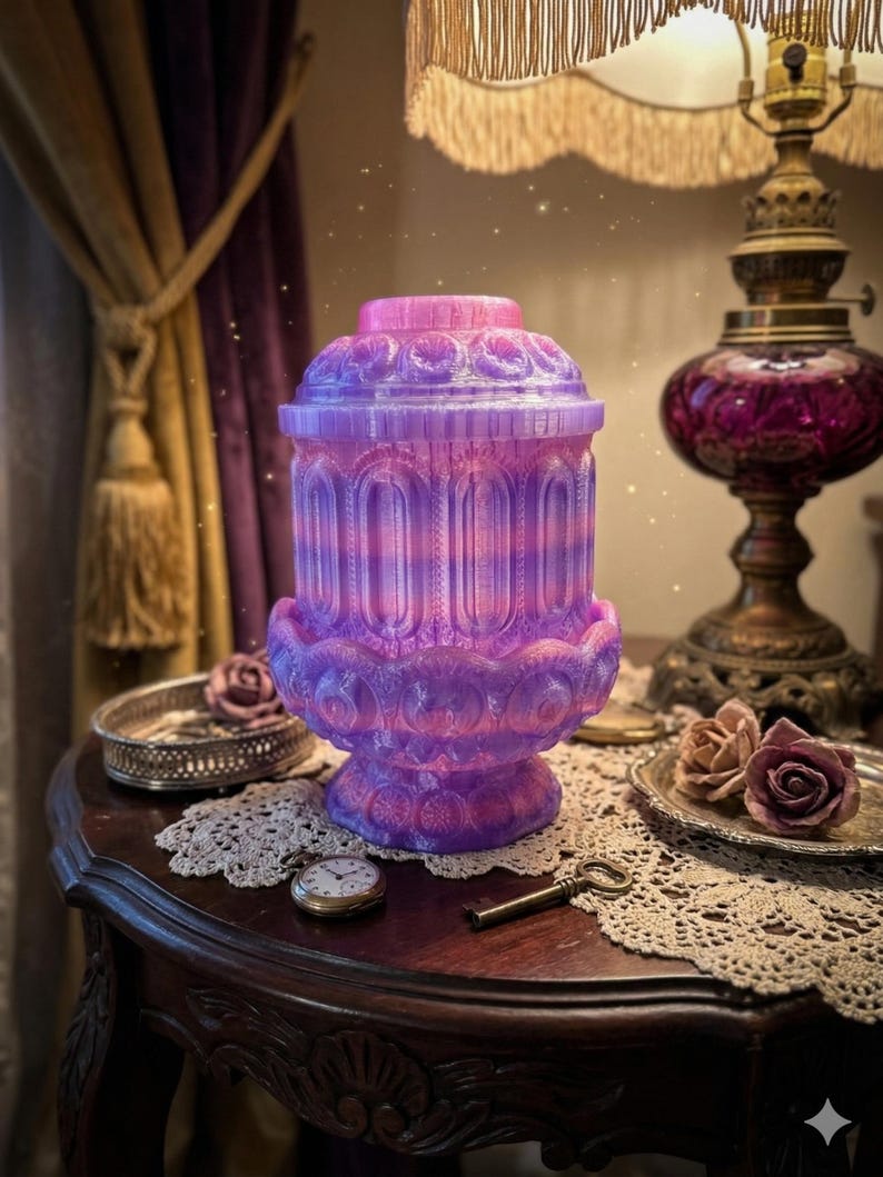 3D Printed Moon Star Fairy Lamp Replica | Vintage Style Nightlight, Romantasy Decor (7" tall) Mystic Amethyst