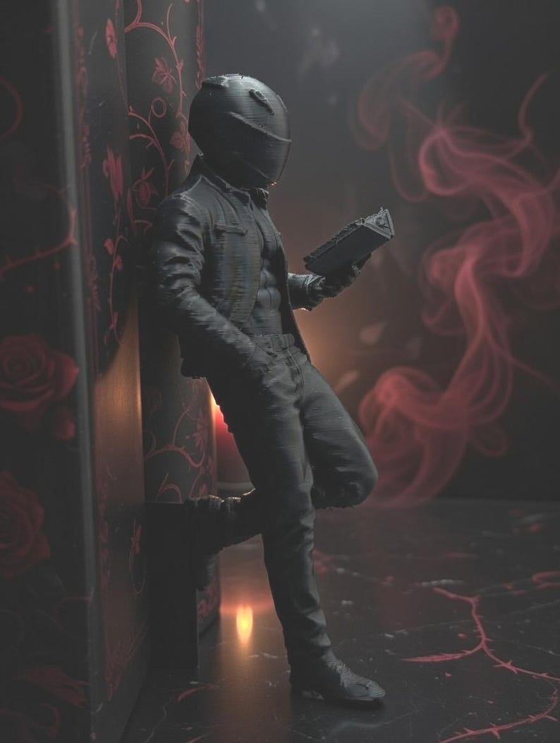 Dark Romance Biker Shelf Sitter | Booktok Decor, Spicy Reader Figure (5.75" Tall) image 1