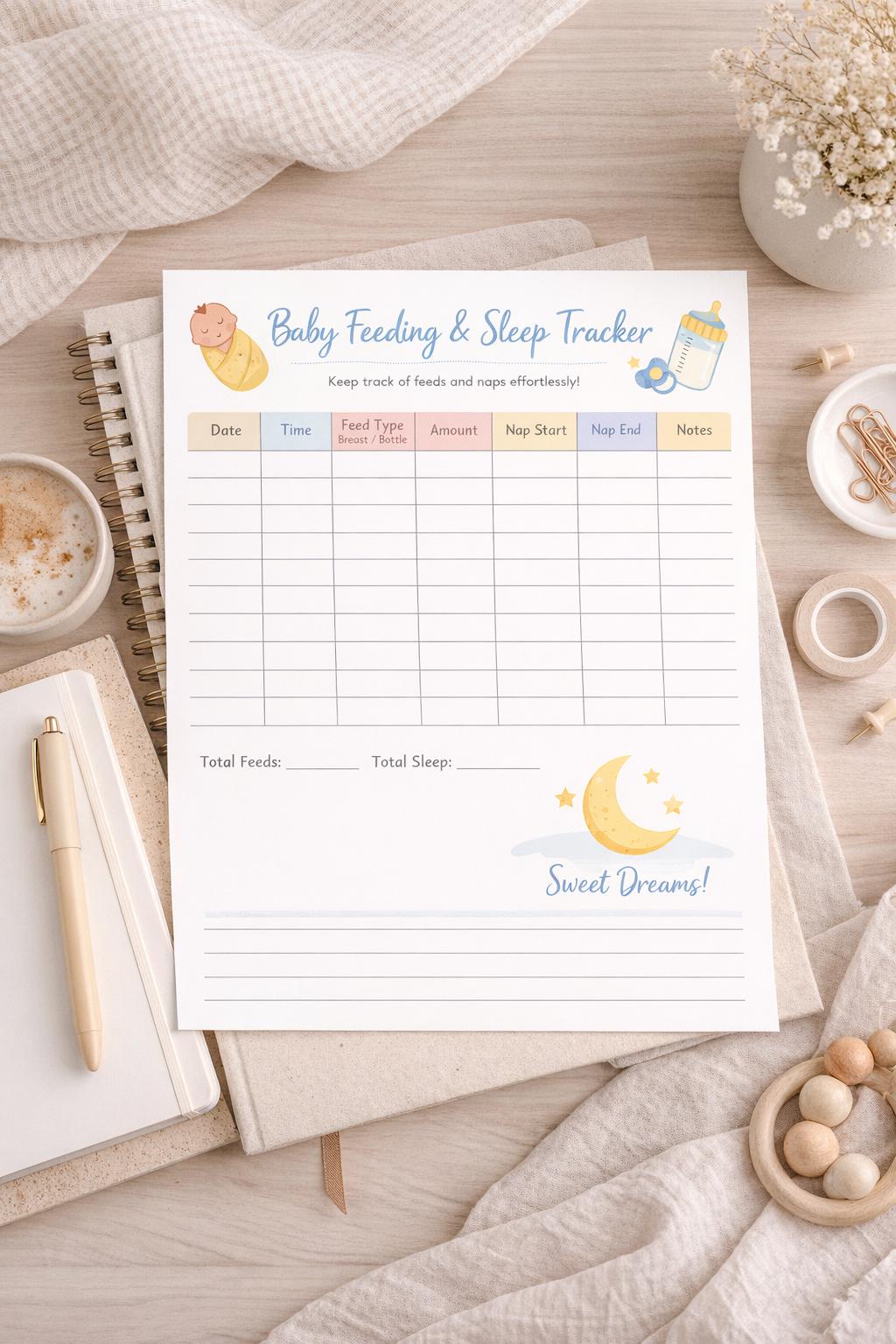 Baby Feeding & Sleep Tracker Printable | Newborn Routine Log | First ...
