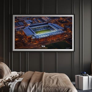 Ibrox Stadium Print | Glasgow Football Aerial Night View (Digital Download)