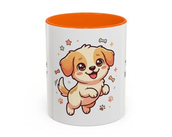 Tazza da caffè con cucciolo – Wag More Worry Less, regalo per gli amanti dei cani – Tazza in ceramica