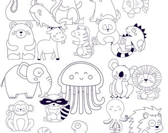 Libro da colorare con gli animali dalla A alla Z, fogli di lavoro per tracciare l'alfabeto (download digitale)