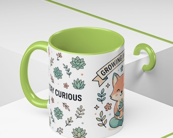 Tazza Growing in Grace Fox - Tazza da caffè in ceramica da 11 once, regalo ispiratore per gli amanti delle piante