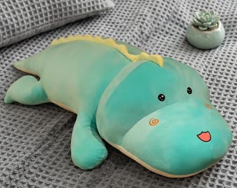 Cuscino di peluche a forma di dinosauro e coccodrillo, lungo 80 cm: morbido peluche kawaii da coccolare.