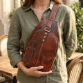 Full Grain Leather Sling Bag – Vintage Crossbody Backpack, Unisex Travel Shoulder Bag product logo