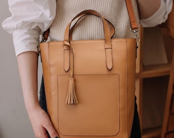 Soft Leather Convertible Backpack Purse, Green Hobo Bag 
