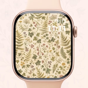 Quadrante Apple Watch floreale, motivo floreale vintage, sfondo per Apple Watch in stile cottagecore con motivi naturali.