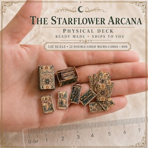Finished Mini Tarot Deck & Box | Starflower Arcana | Physical 1:12 Dollhouse Miniature
