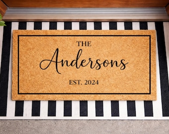Personalized Family Name Doormat – Custom Established Date Welcome Mat