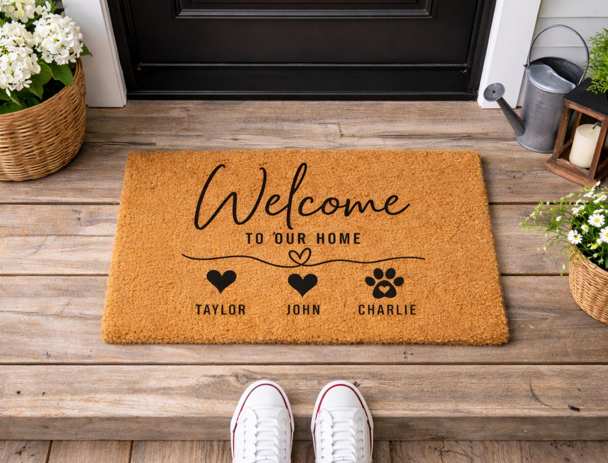 Custom Family & Pet Name Welcome Mat | Custom Names Doormat | Welcome ...