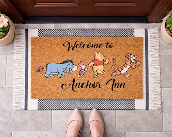 Personalized Welcome Doormat, Custom Family Name Mat, Storybook Friends Doormat, Coir Welcome Mat, Front Porch Decor, Housewarming Gift