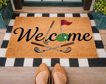 Golf Doormat, Golf Welcome Mat, Golf Decor, Golfer Gift, Outdoor Coir Rug, Front Door Mat, Cute Doormat, Golf Lover Gift