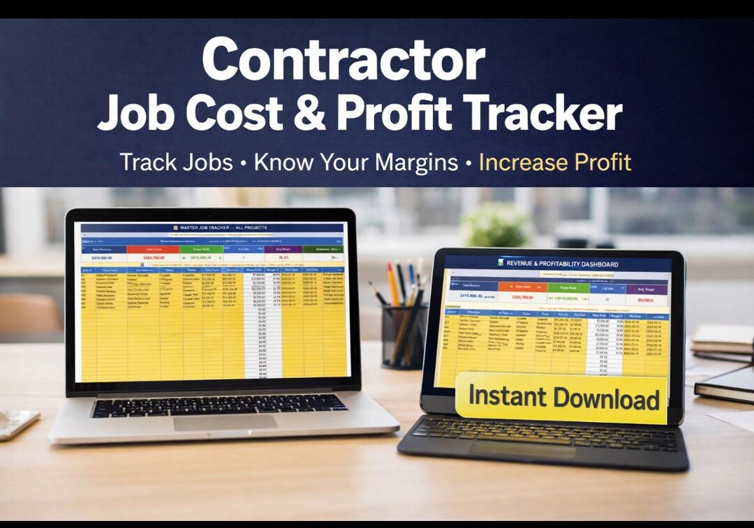 Contractor Job Cost Spreadsheet | Construction Profit Tracker ...