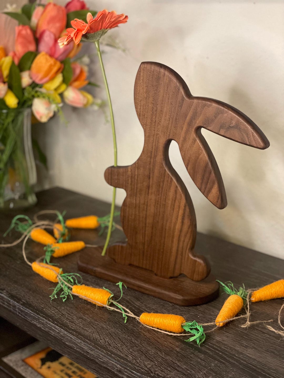 Walnut Ridge Rabbit Handmade Walnut Bunny – Solid Wood Rabbit Decor – Rustic Easter ...