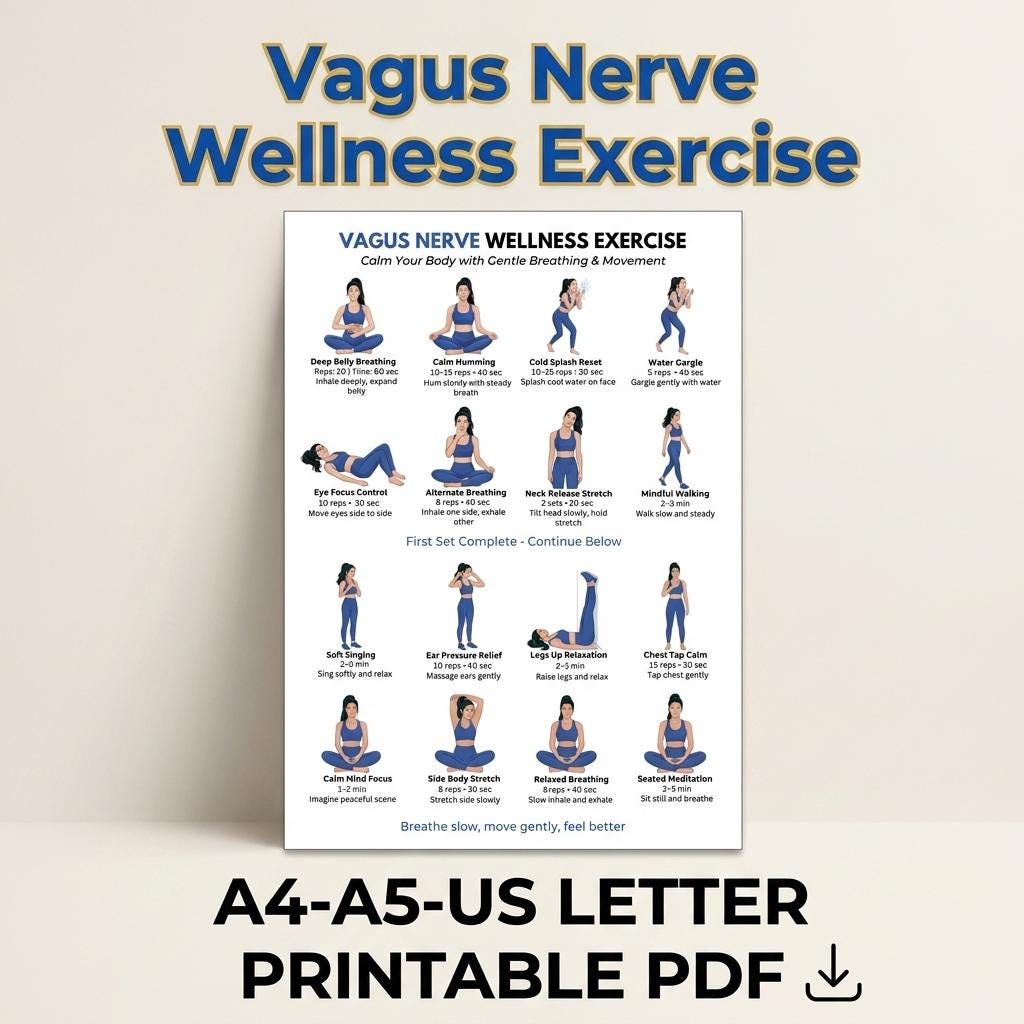 Relaxation Exercise Chart Vagus Nerve Exercise Chart Printable, Breathing Relaxation Routine PDF ...