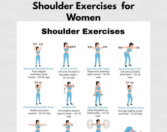 Shoulder Exercises Printable Chart | Dumbbell Shoulder Workout Guide | Upper Body Strength Training Poster | Home & Gym Fitness PDF Download