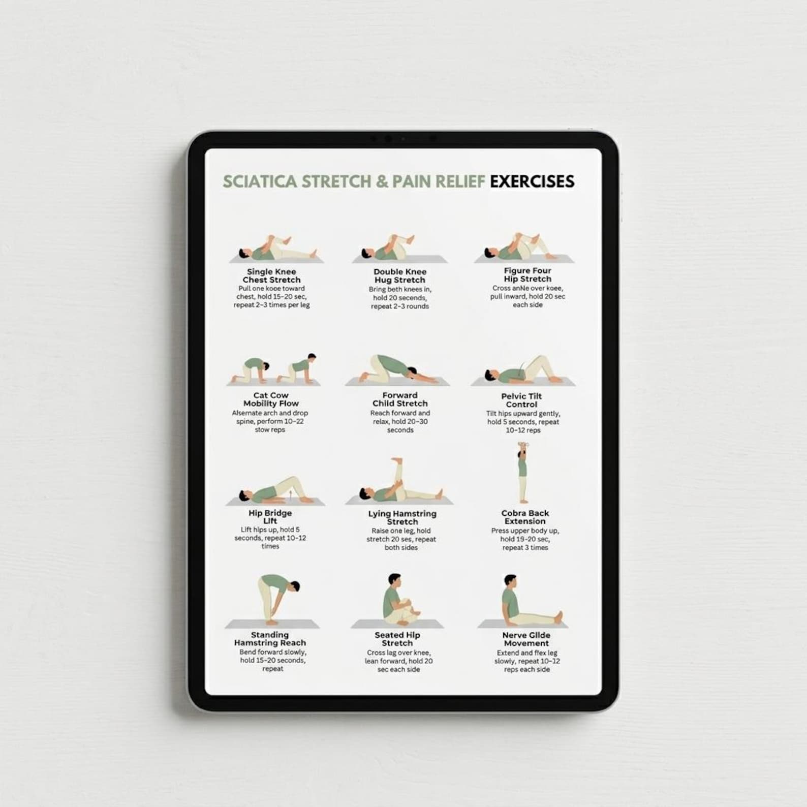 Sciatica Pain Relief Exercises Poster Printable PDF | Lower Back ...