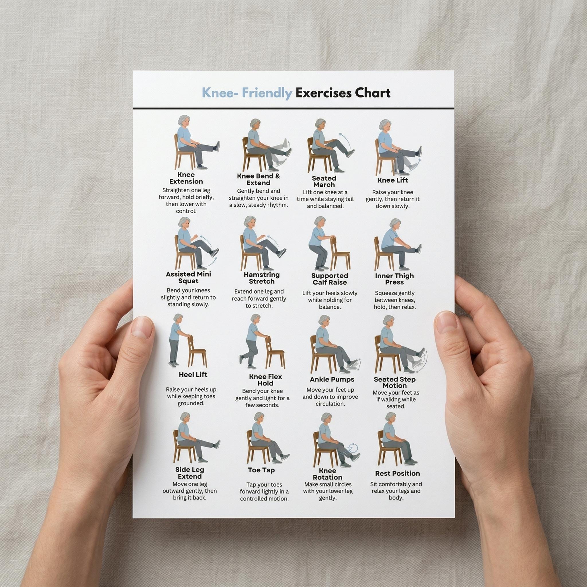 Mobility Routine Chart.pdf Senior Knee Exercises Chart, Chair & Standing Mobility Routine (PDF) - Etsy