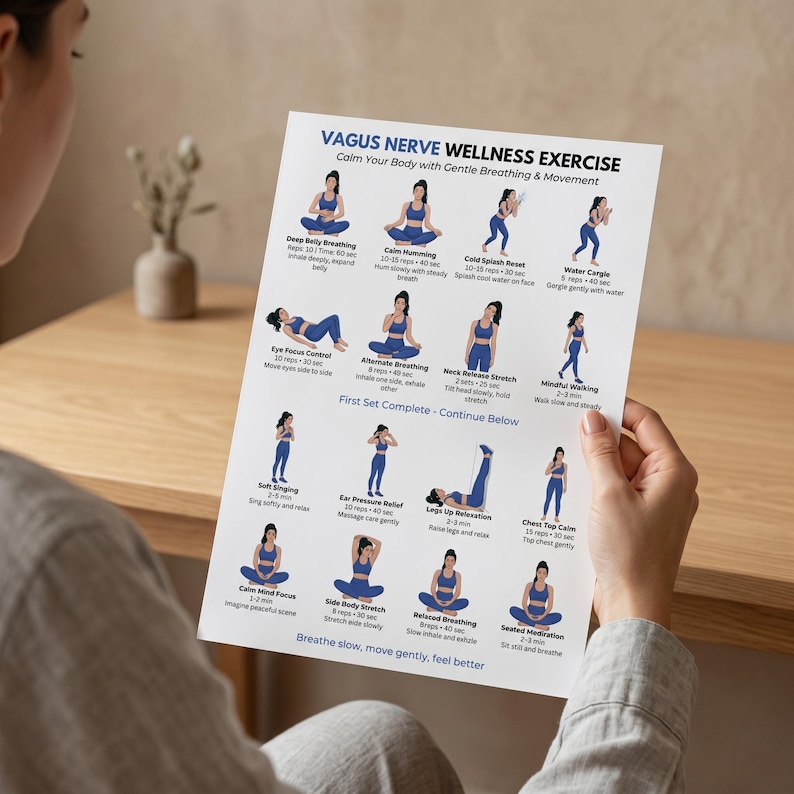Relaxation Exercise Chart Vagus Nerve Exercise Chart Printable, Breathing Relaxation Routine PDF ...