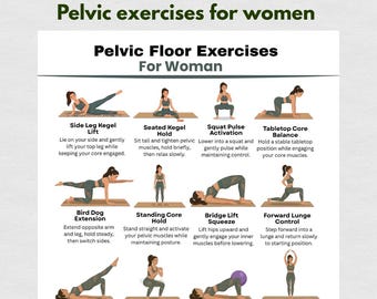 Pelvic Floor Exercise Chart for Women Printable | Kegel Workout Guide PDF | Home Fitness Poster
