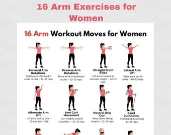 16 Arm Workout for Women Printable PDF | Arm Toning Exercise Chart | Upper Body Home Workout Routine | Instant Download
