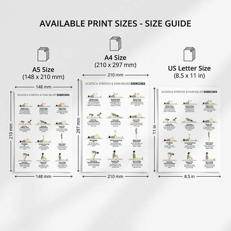 Sciatica Pain Relief Exercises Poster Printable PDF | Lower Back ...