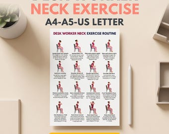 Neck Exercises for Desk Workers Printable PDF,Office Neck Pain Relief Chart, Chair Seated Stretch Routine Poster,Computer Work Fitness Guide