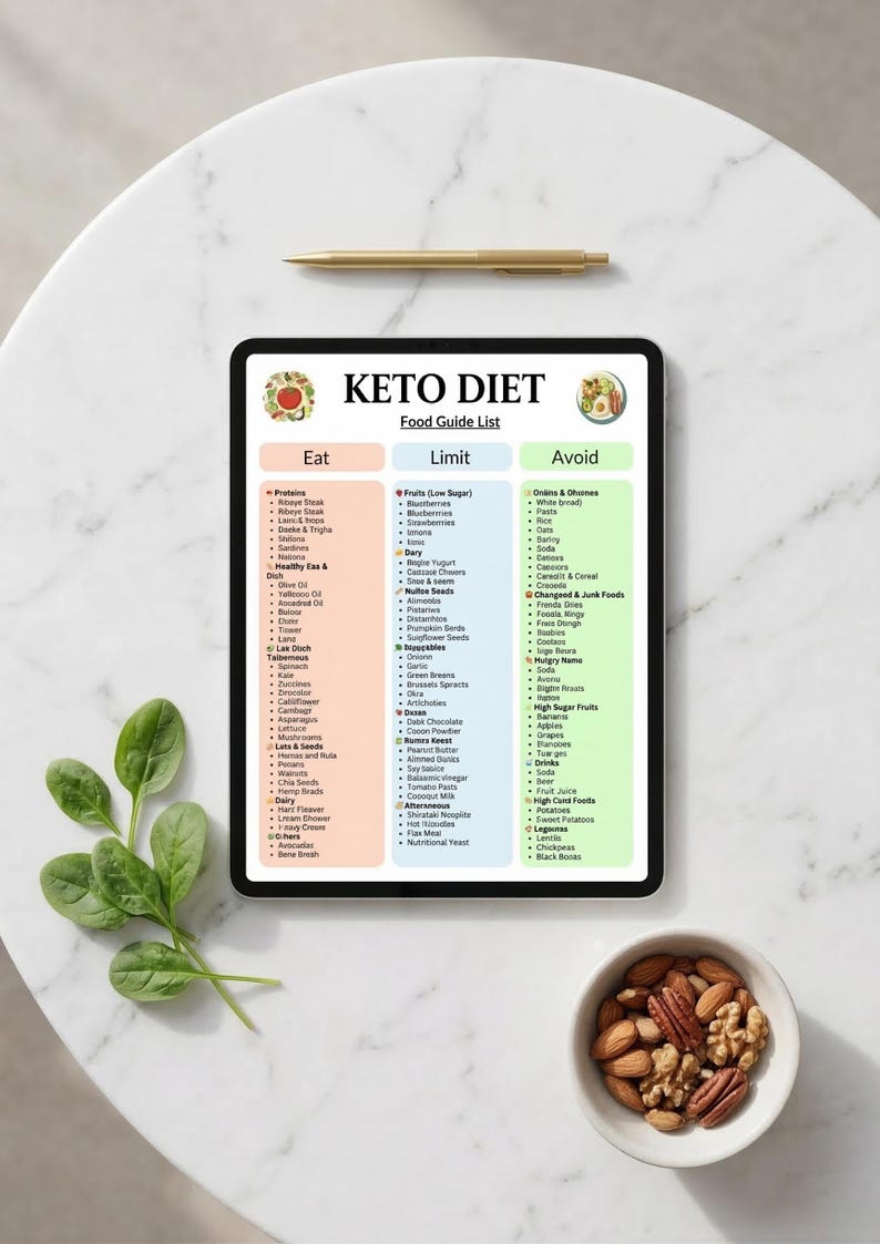 Keto Food List Printable PDF, Low Carb Grocery List,ketogenic Diet