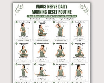 Vagus Nerve Morning Reset Routine Printable PDF, 16 Gentle Breathing & Mobility Exercises, Daily Nervous System Chart for Beginners