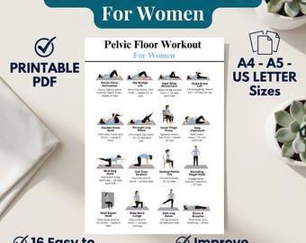 Pelvic Floor Workout Chart,Exercises for Women Printable PDF, Kegel Workout Guide, Core Strength & Bladder Support Routine