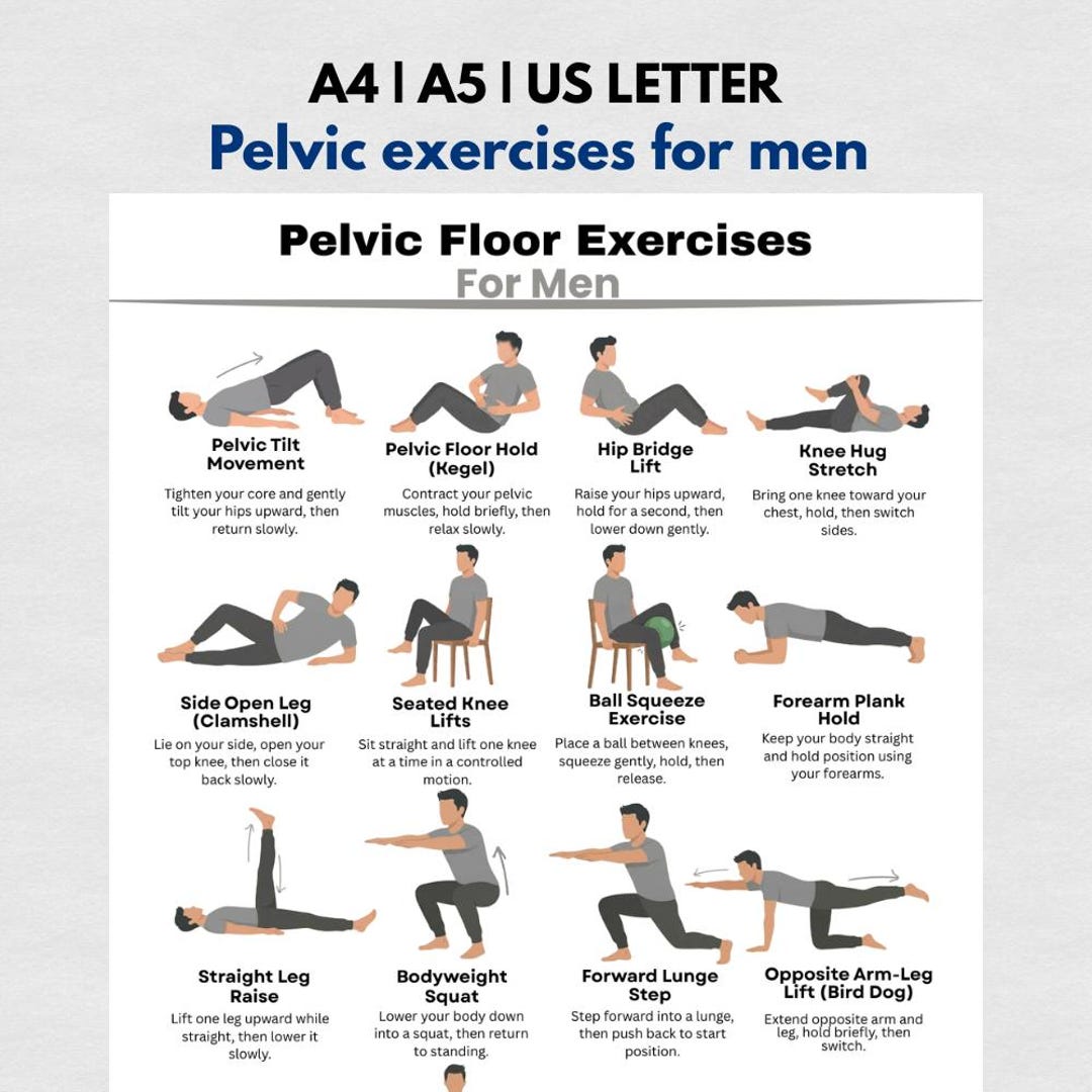 Pelvic Exercises Workout for Men Printable PDF | Kegel Exercise Chart ...