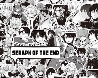 Seraph of end Manga Sticker Pack,  70pc Assorted Manga Waterproof Vinyl Stickers for water bottle, laptop, phone case, Vinyl anime sticker