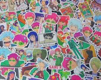 Saiki-k Anime Stickers, 1-100 pc Assorted Anime Waterproof Vinyl Stickers for water bottle, laptop, phone case, Vinyl anime sticker, gift