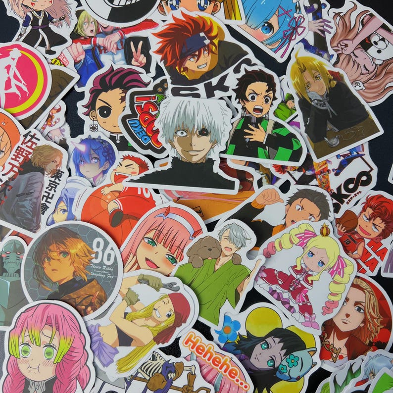 Random Assorted Anime Stickers, 1-100 Pc Themed Anime Waterproof Vinyl ...